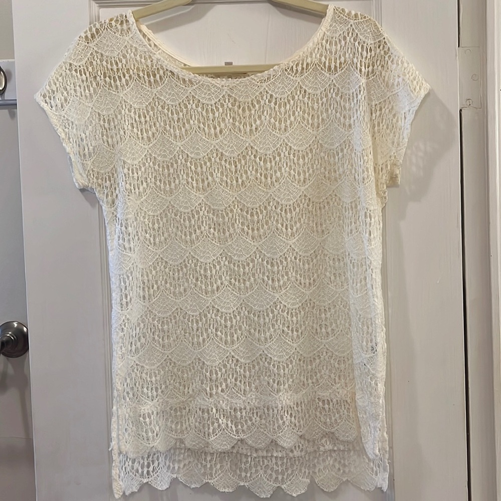 Ella Moss white lacy shirt